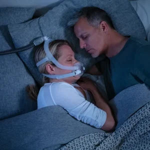 Couple sleeping next to each other, showing the AirTouch F30i is comfortable for partners.